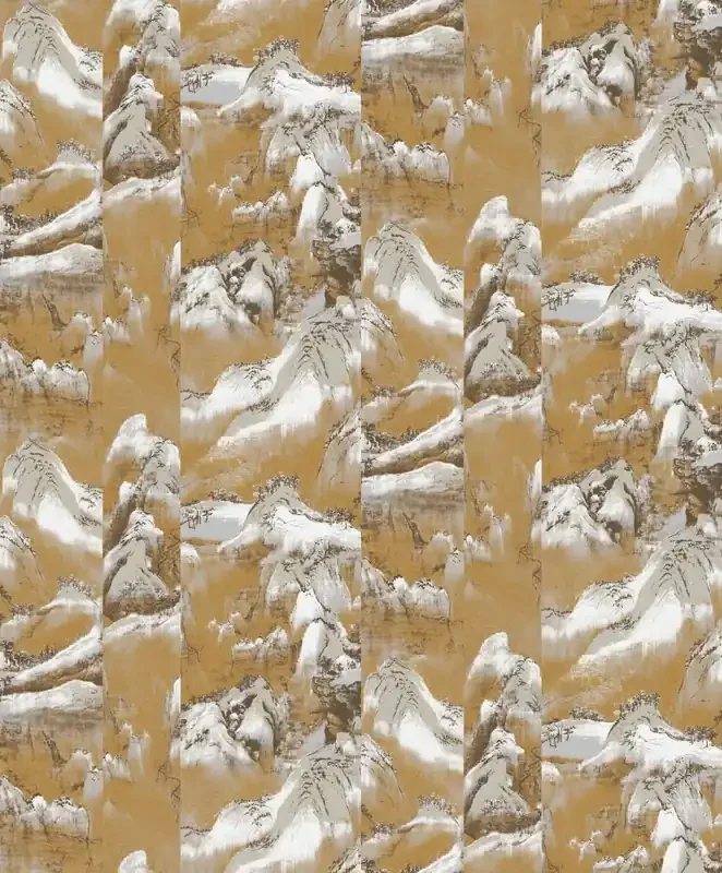 papel pintado paisaje montañoso con árboles marrón de Masureel – 630654
