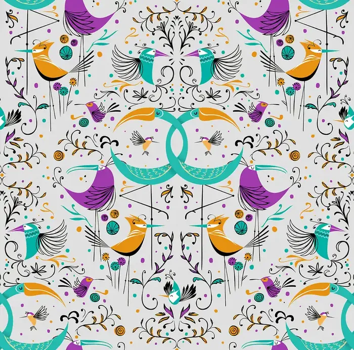 papel pintado pájaros gris y multicolor de Walls4You – 640130