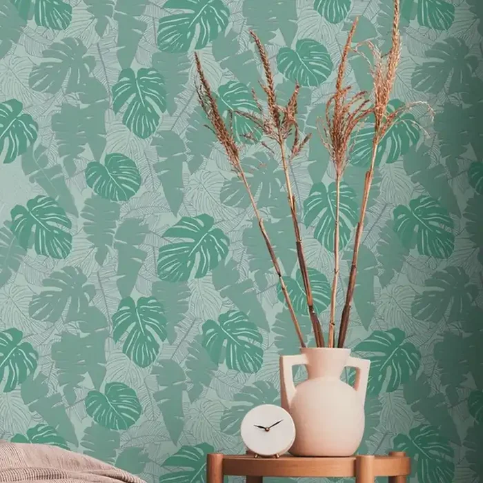 papel pintado palmeras verde y plata de Livingwalls – AS-389055