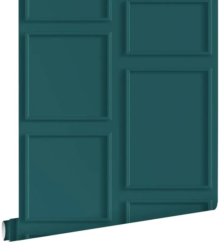 papel pintado paneles de pared azul petroleo de ESTAhome – 139932