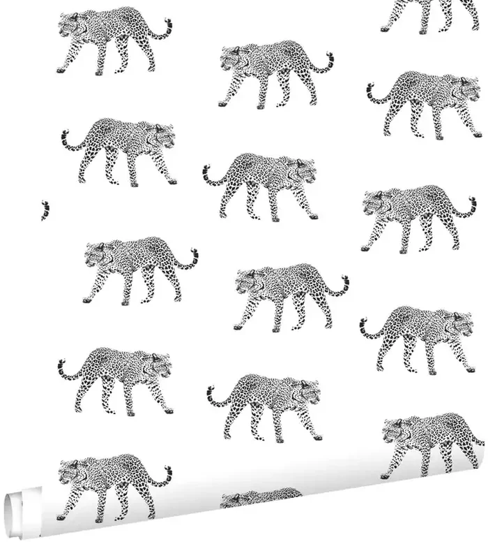 papel pintado panteras blanco y negro de ESTAhome – 139176