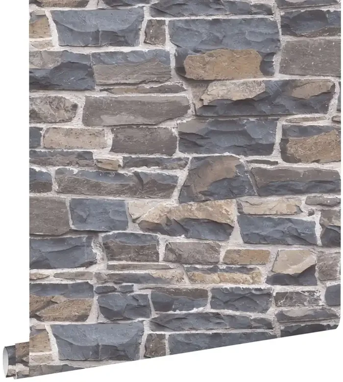 papel pintado pared de ladrillos azul y marrón de ESTAhome – 138520