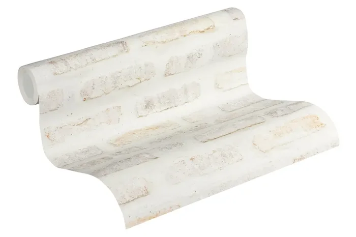 papel pintado pared de ladrillos beige crema y blanco de Livingwalls – AS-374221