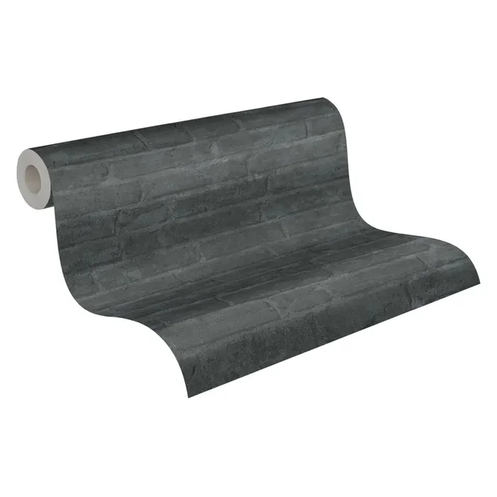 papel pintado pared de ladrillos gris carbón de Livingwalls – AS-377475