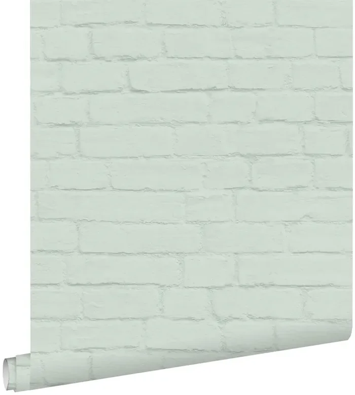 papel pintado pared de ladrillos menta verde de ESTAhome – 139193