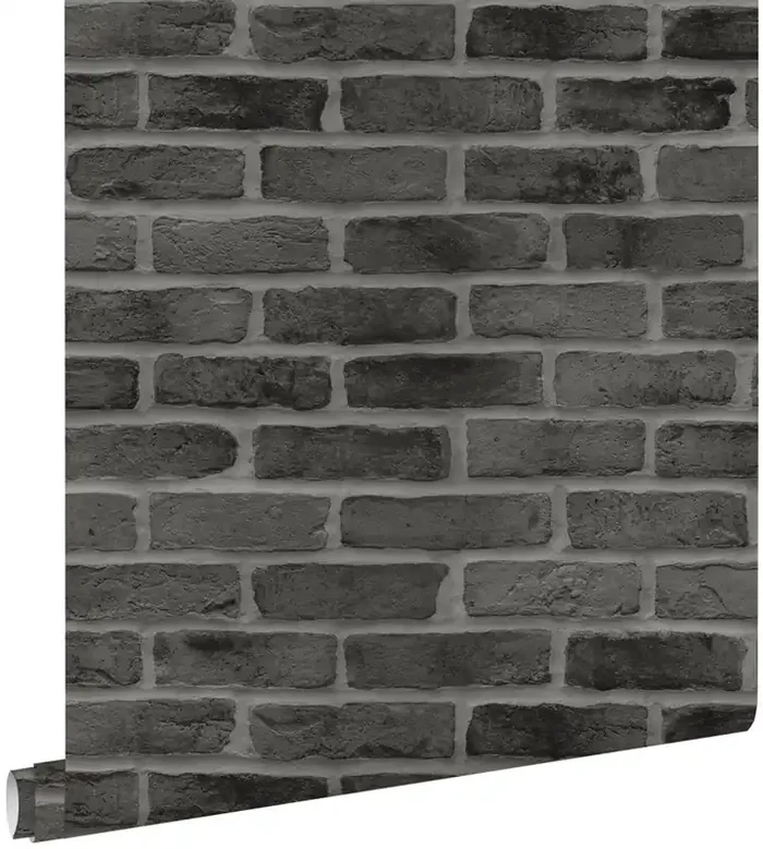 papel pintado pared de ladrillos negro de ESTAhome – 139138