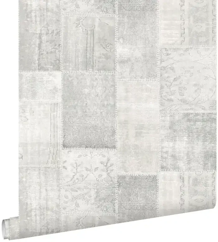 papel pintado patchwork kilim gris de ESTAhome – 148329