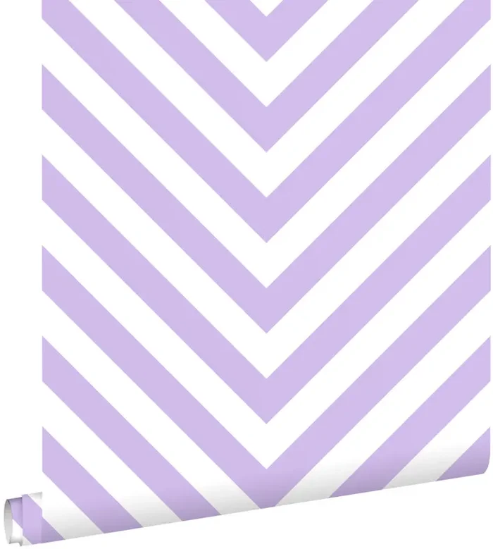 papel pintado patrón de chevrón morado lila y blanco de ESTAhome – 131407
