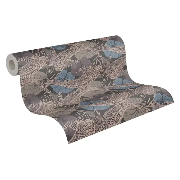 papel pintado peces marrón oscuro y azul de Livingwalls – AS-378594