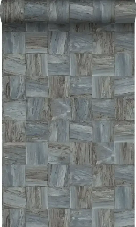 papel pintado pedazos cuadrados de madera de desecho recuperada gris pálido de Origin Wallcoverings – 347514