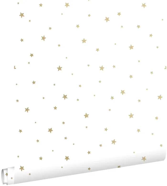 papel pintado pequeñas estrellas blanco y oro de ESTAhome – 139259