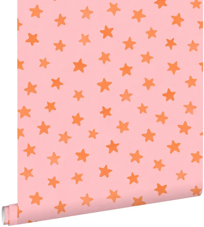 papel pintado pequeñas estrellas rosa y naranja de ESTAhome – 131711
