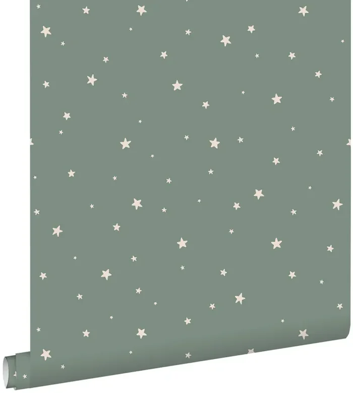 papel pintado pequeñas estrellas verde grisáceo de ESTAhome – 139689