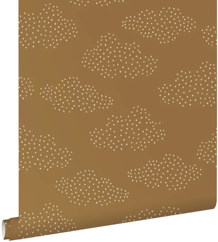 papel pintado pequeñas nubes amarillo ocre y beige de ESTAhome – 139978