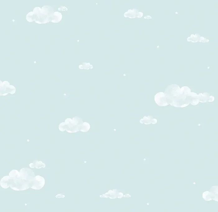 papel pintado pequeñas nubes azul claro y blanco de Sanders & Sanders – 640459