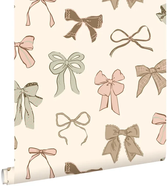 papel pintado pequeños arcos verde, rosa y marrón de ESTAhome – 131469