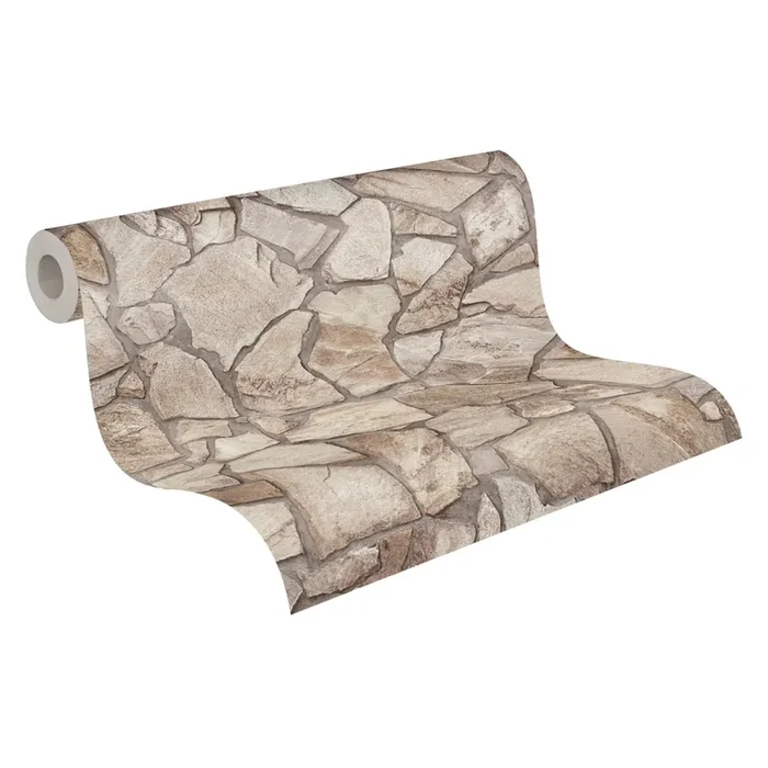 papel pintado piedra gris, beige crema y beige de A.S. Création – AS-389343