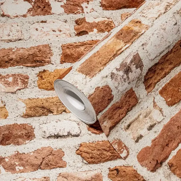 papel pintado piedra rojo, naranja, blanco y beige de A.S. Création – AS-388291