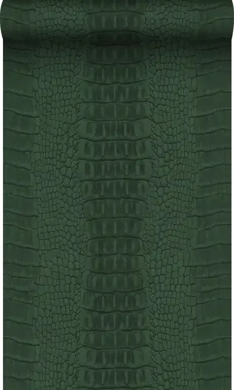 papel pintado piel de cocodrilo verde oscuro de Origin Wallcoverings – 347776