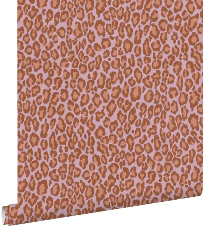 papel pintado piel de leopardo rojo barro cocido y morado lila de ESTAhome – 131402