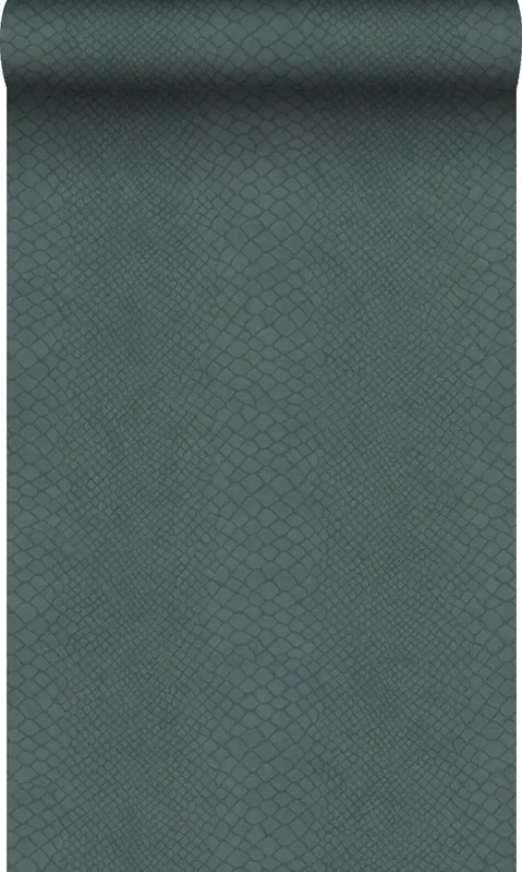papel pintado piel de serpiente azul petroleo de Origin Wallcoverings – 347770
