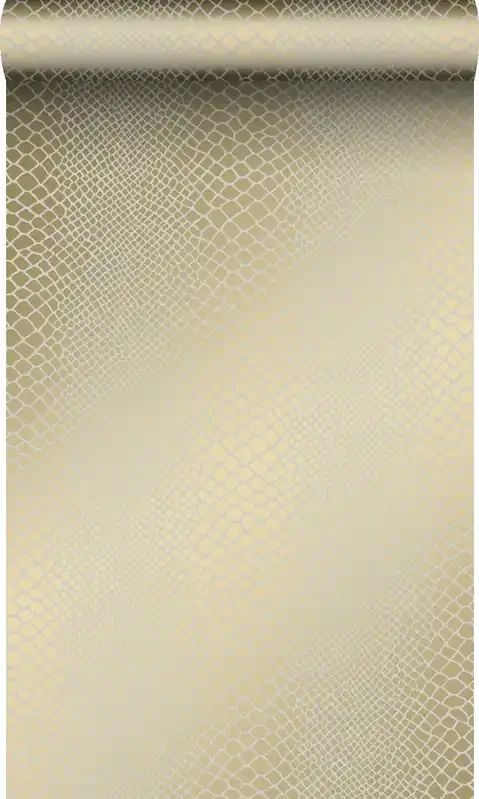 papel pintado piel de serpiente bronce brillante de Origin Wallcoverings – 347341
