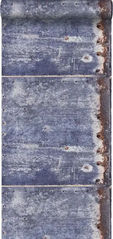 papel pintado placas de metal azul y marrón de ESTAhome – 138219