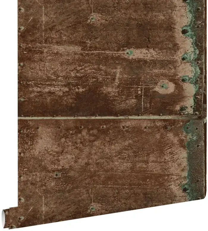 papel pintado placas de metal marrón herrumbre de ESTAhome – 138221