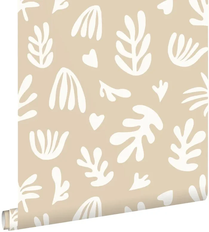 papel pintado plantas en estilo Matisse beige y blanco de ESTAhome – 131016