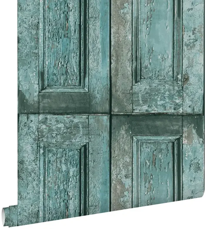 papel pintado puertas de paneles turquesa de ESTAhome – 138208