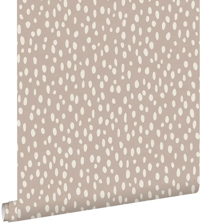 papel pintado puntos lunares rosa viejo y blanco de ESTAhome – 139255