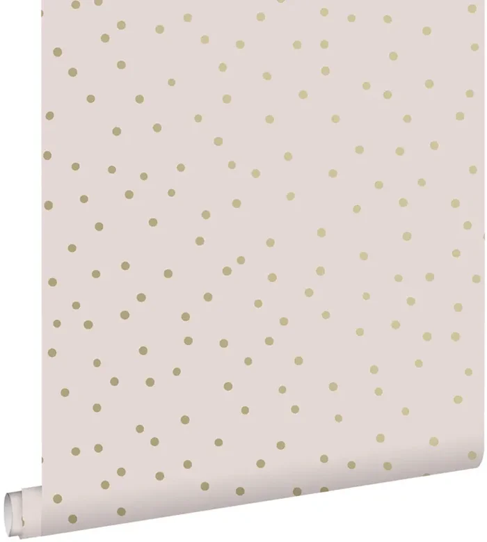 papel pintado puntos lunares rosa viejo y oro de ESTAhome – 139274