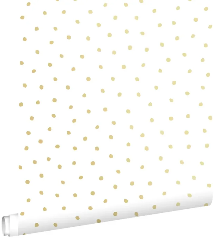 papel pintado puntos oro brillante claro y blanco de ESTAhome – 138937