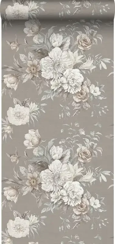 papel pintado ramo de flores gris pardo de Borastapeter – 660258
