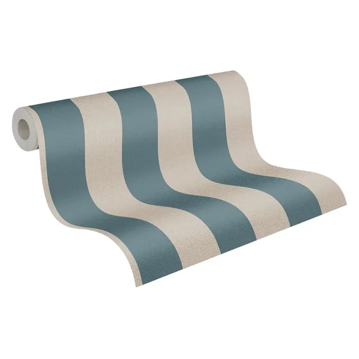 papel pintado rayado azul y marrón de A.S. Création – AS-386651