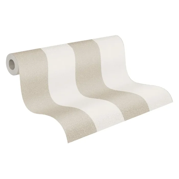 papel pintado rayado beige y beige crema de A.S. Création – AS-375543