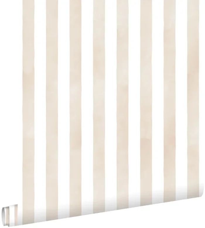 papel pintado rayado beige y blanco de ESTAhome – 131302