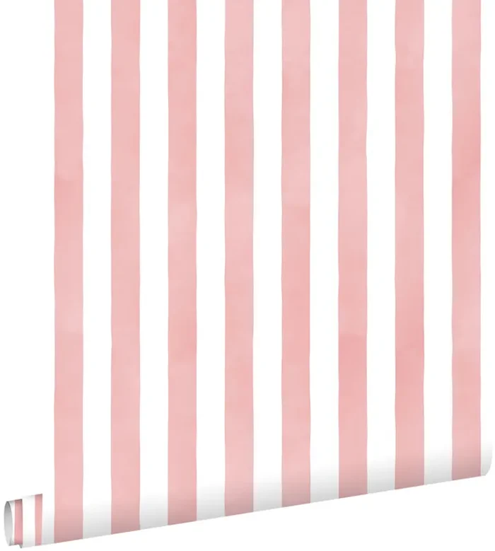 papel pintado rayado rosa y blanco de ESTAhome – 131306