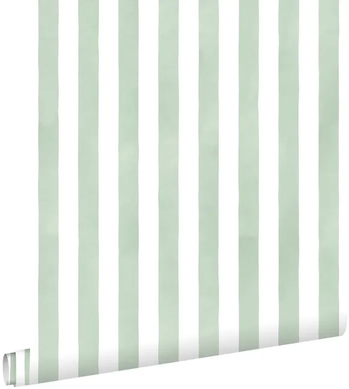 papel pintado rayado verde y blanco de ESTAhome – 131303