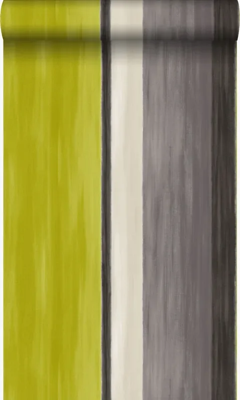 papel pintado rayas amarillo ocre y marrón de Origin Wallcoverings – 346931