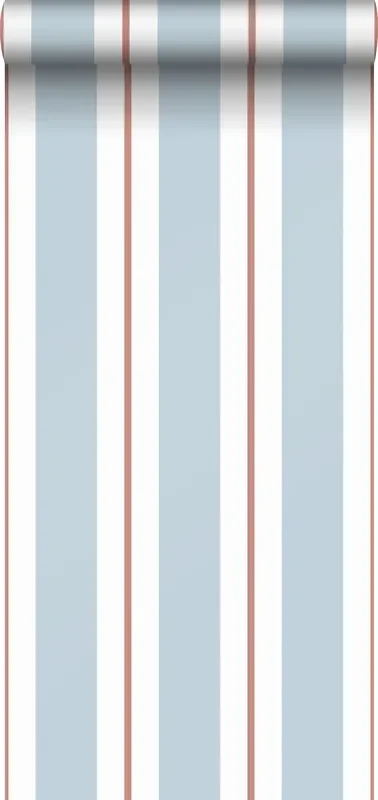 papel pintado rayas azul y rojo barro cocido de Sanders & Sanders – 640311