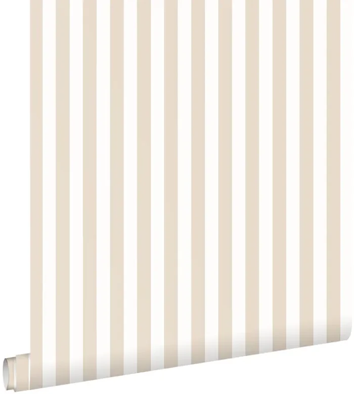 papel pintado rayas beige y blanco de ESTAhome – 130949