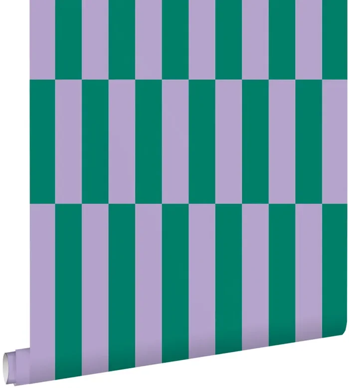 papel pintado rayas morado y verde de ESTAhome – 131426