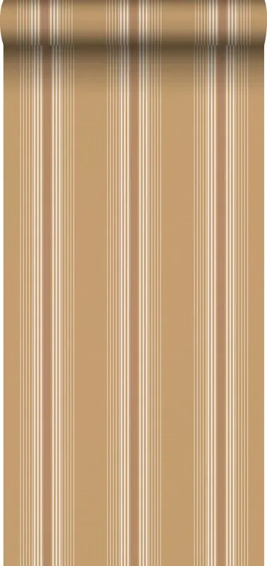 papel pintado rayas naranja y rojo barro cocido de Sanders & Sanders – 640545