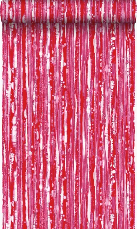 papel pintado rayas rojo y rosa de Origin Wallcoverings – 347218