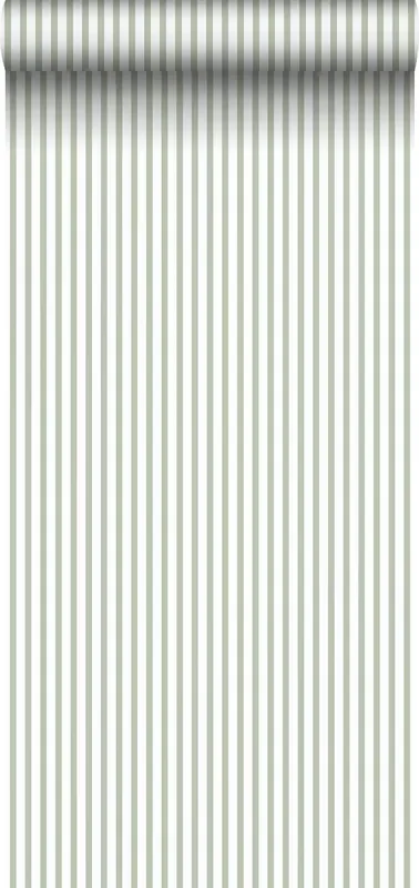 papel pintado rayas verde oliva agrisado y blanco de Sanders & Sanders – 640416