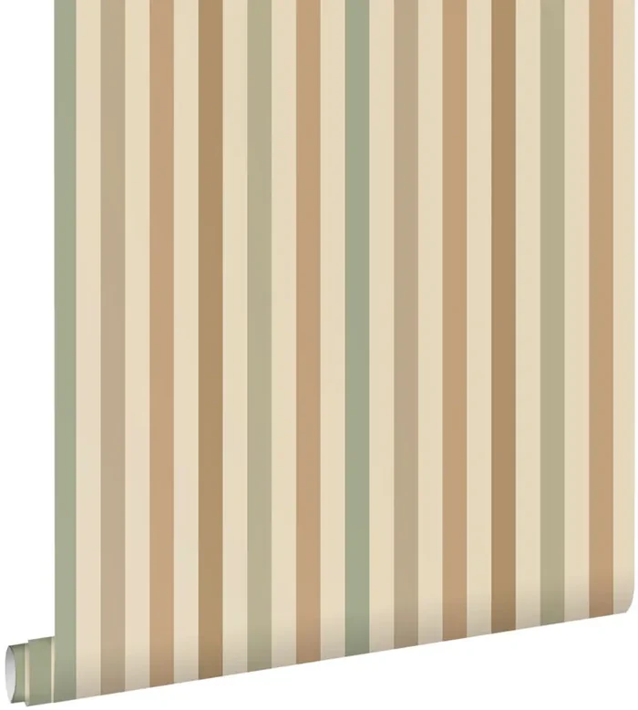 papel pintado rayas verde y marrón de ESTAhome – 131605