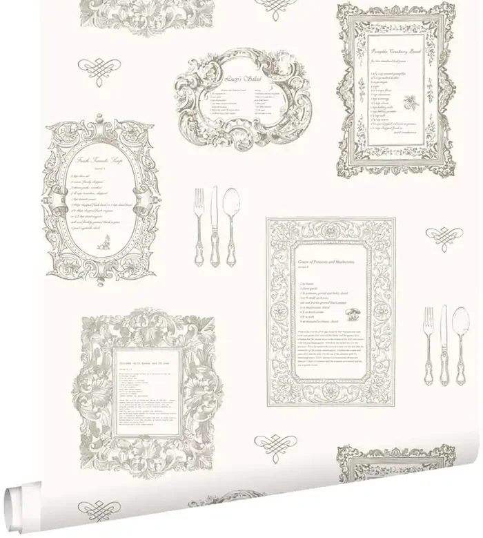 papel pintado recetas beige de ESTAhome – 127629