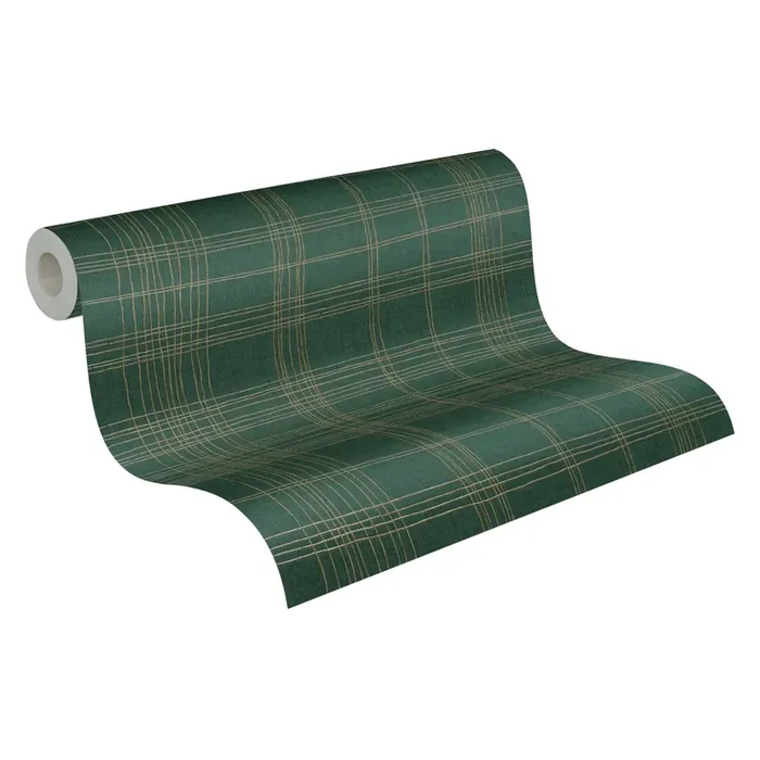 papel pintado rombo verde oscuro y oro de Livingwalls – AS-379193