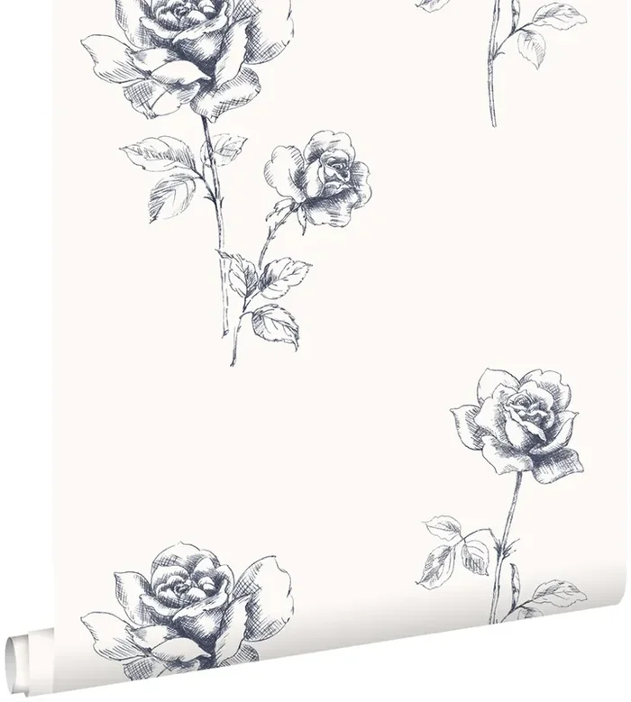 papel pintado rosas azul de ESTAhome – 127610
